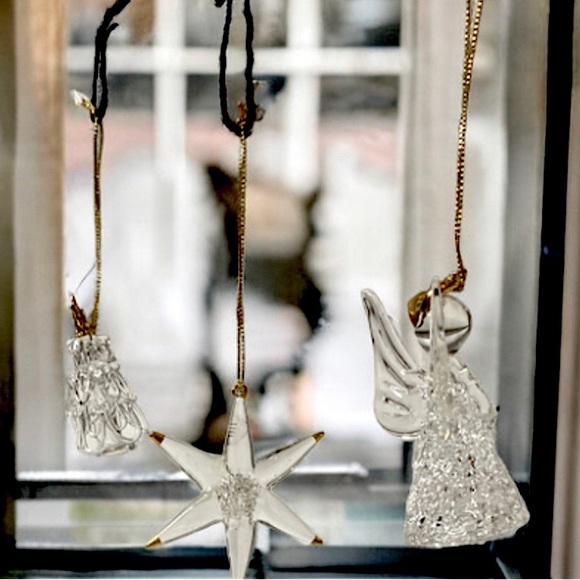 Set of 3 Crystal Glass Christmas Ornaments, Vantage, in box - Picture 4 of 15